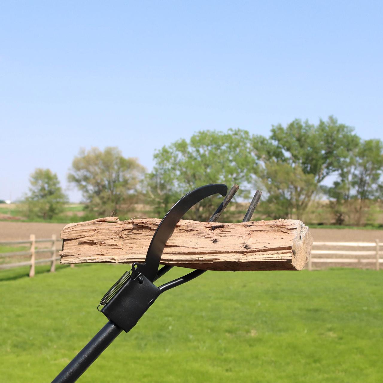 Alt view image 4 of 7 - 36 Inch 3 Prong Spring Handle Campfire Fireplace Wood Log Grabber Fire Tongs
