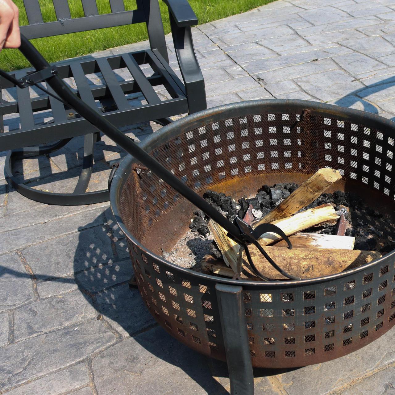 Alt view image 5 of 7 - 36 Inch 3 Prong Spring Handle Campfire Fireplace Wood Log Grabber Fire Tongs