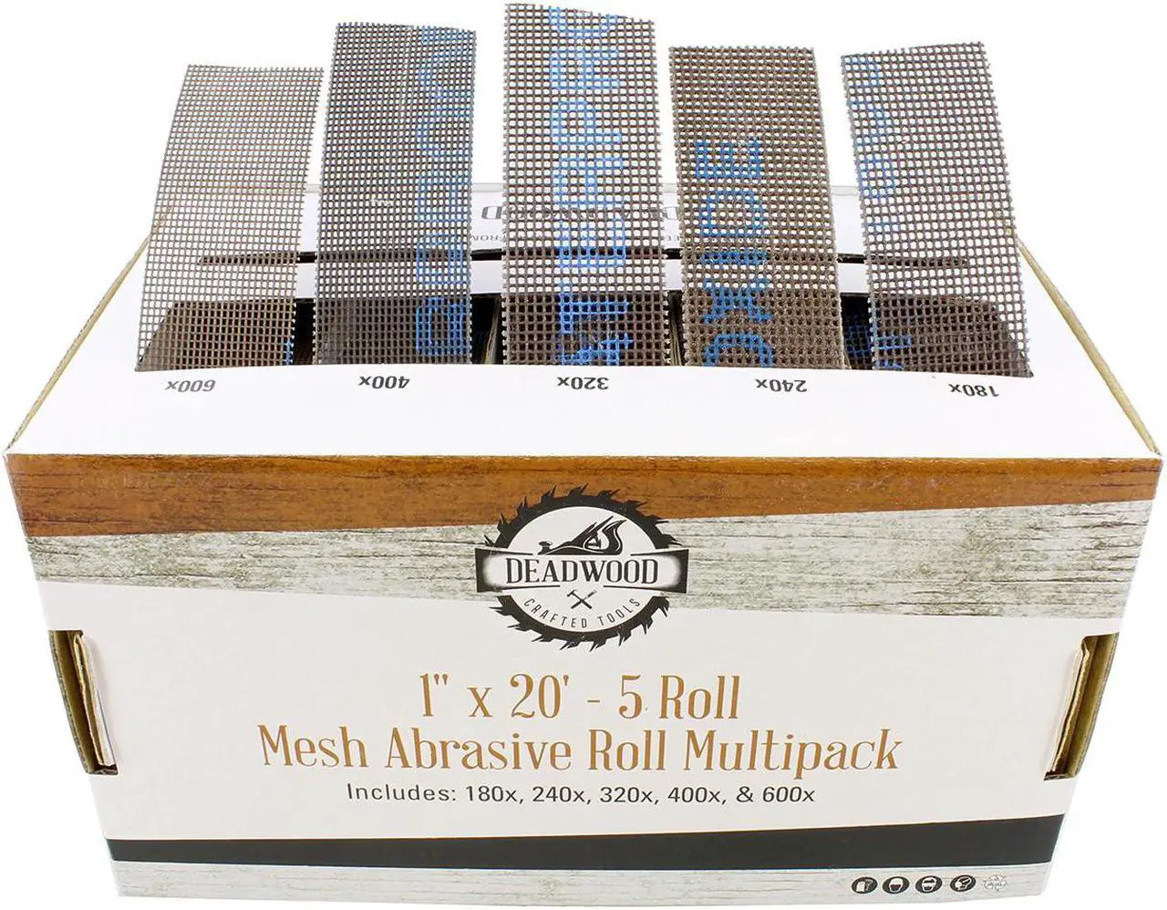 Main image of dct mesh abrasive paper 5piece sand paper variety pack with dispenser  180, 240, 320, 400, 600 grit mesh sandpaper