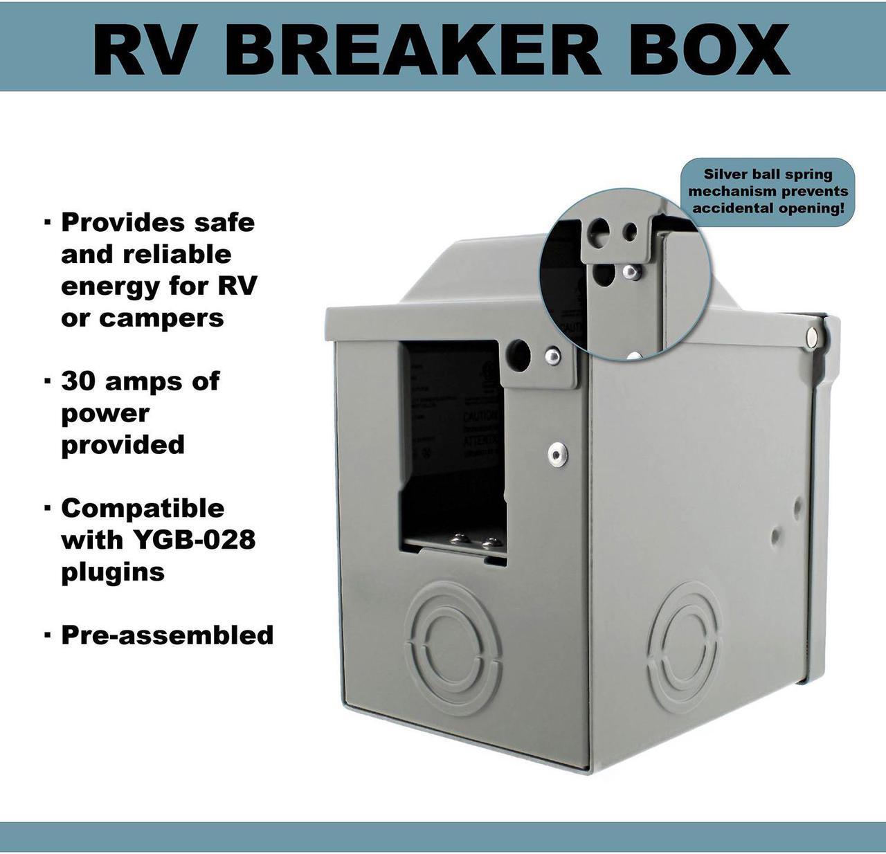Alt view image 5 of 7 - Dumble RV Breaker Box - RV Electrical Outlet RV Plug Box RV Box 30 Amp RV Panel