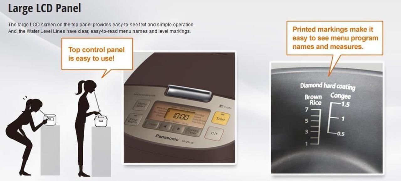Alt view image 3 of 6 - Panasonic Rice Cooker - SRZS105 - 5-cup, Microcomputer Controlled Fuzzy Logic