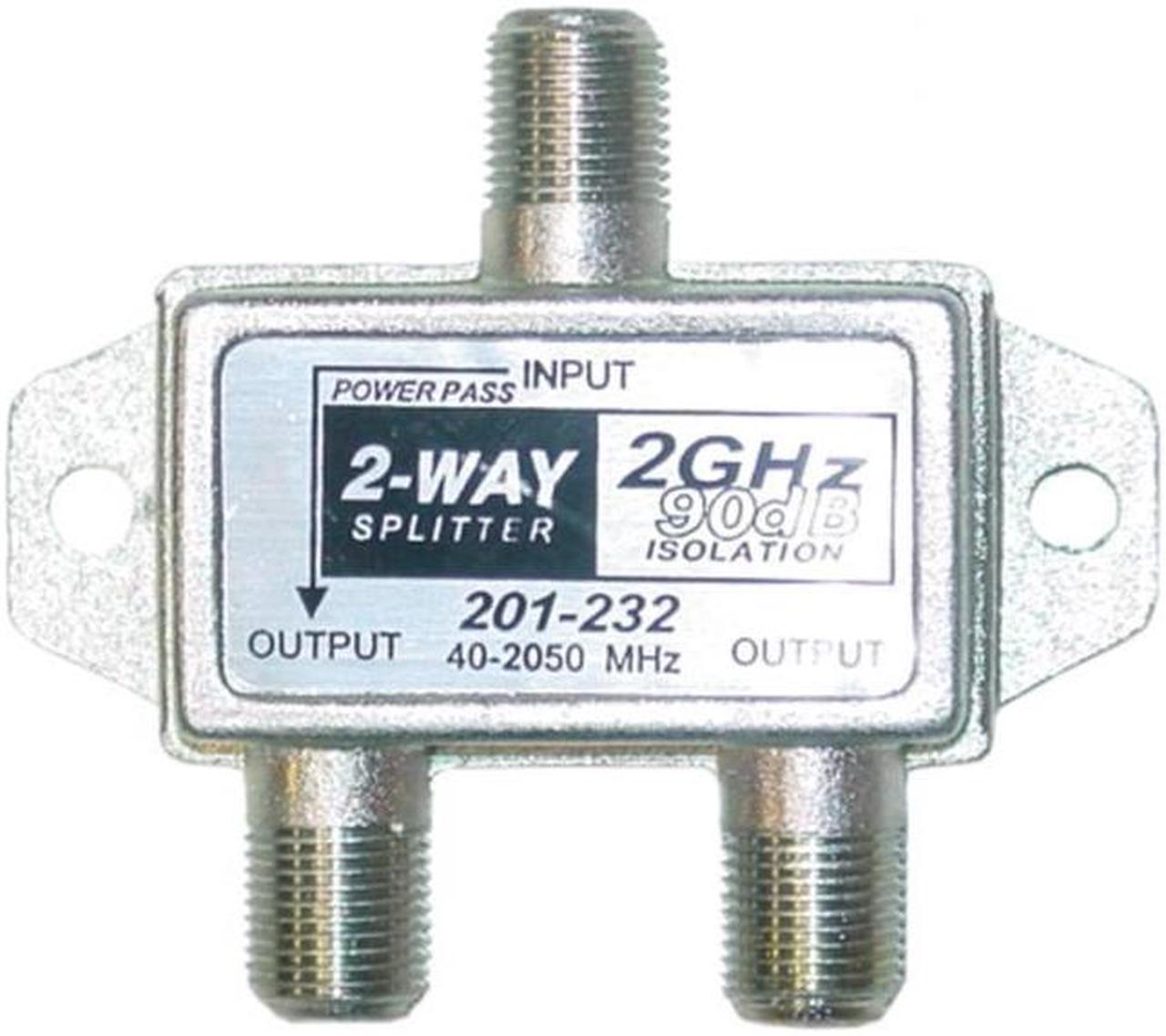 Alt view image 3 of 4 - Cable Wholesale F-Pin Coaxial Splitter 2 Way, 2 Ghz 90 Db, DC Passing On One Port