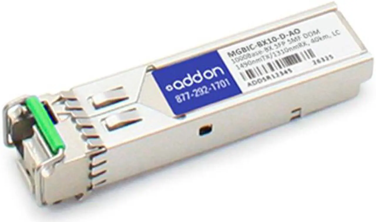 Main image of AddOn Linksys MGBBX1D Compatible 1000Base-BX SFP Transceiver (SMF, 1490nmTx/1310nmRx, 40km, LC, DOM)