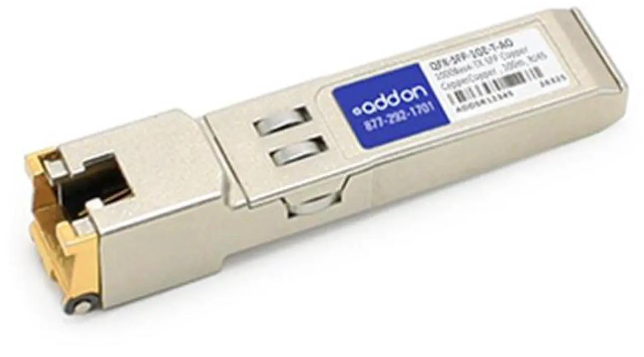 Alt view image 2 of 14 - AddOn Juniper Networks QFX-SFP-1GE-T Compatible 1000Base-TX SFP Transceiver (Copper, 100m, RJ-45)