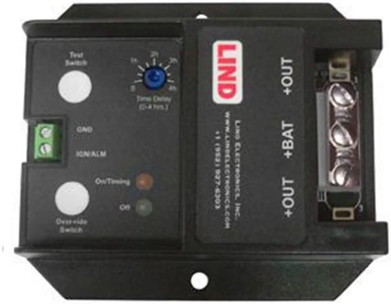 Main image of LIND ELECTRONICS LOW PROFILE SHUTDOWN TIMER, 4HR ADJUSTABLE TIME, SCREW TERMS, 12 VOLTS, 30 AMPS
