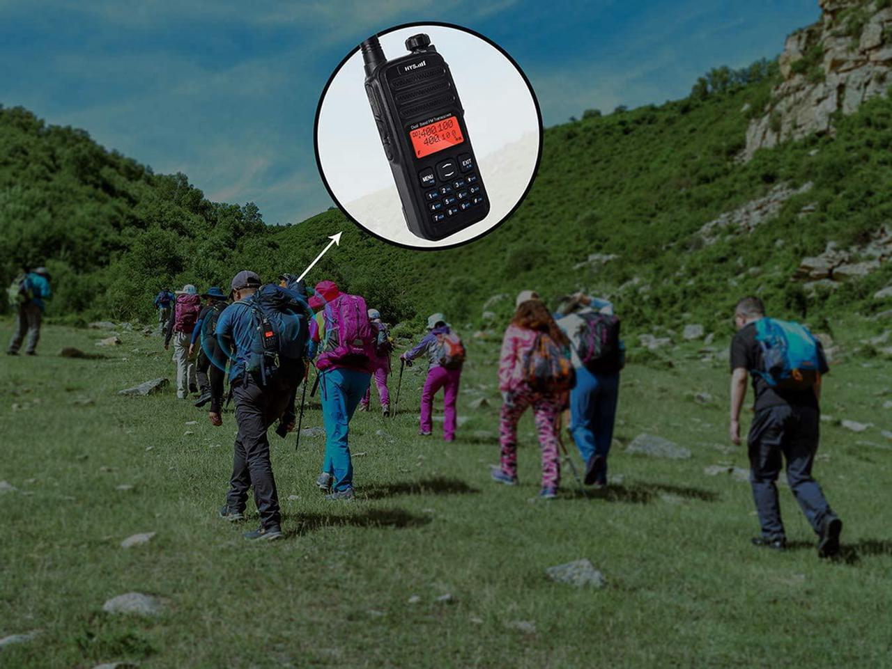 Alt view image 6 of 7 - HYS Handheld Portable Dual Band UHF VHF Walkie Talkie Dual PTT Key Dual Reception Two Way Radio 2800mAh Battery 1022 Channel DCS CTCSS