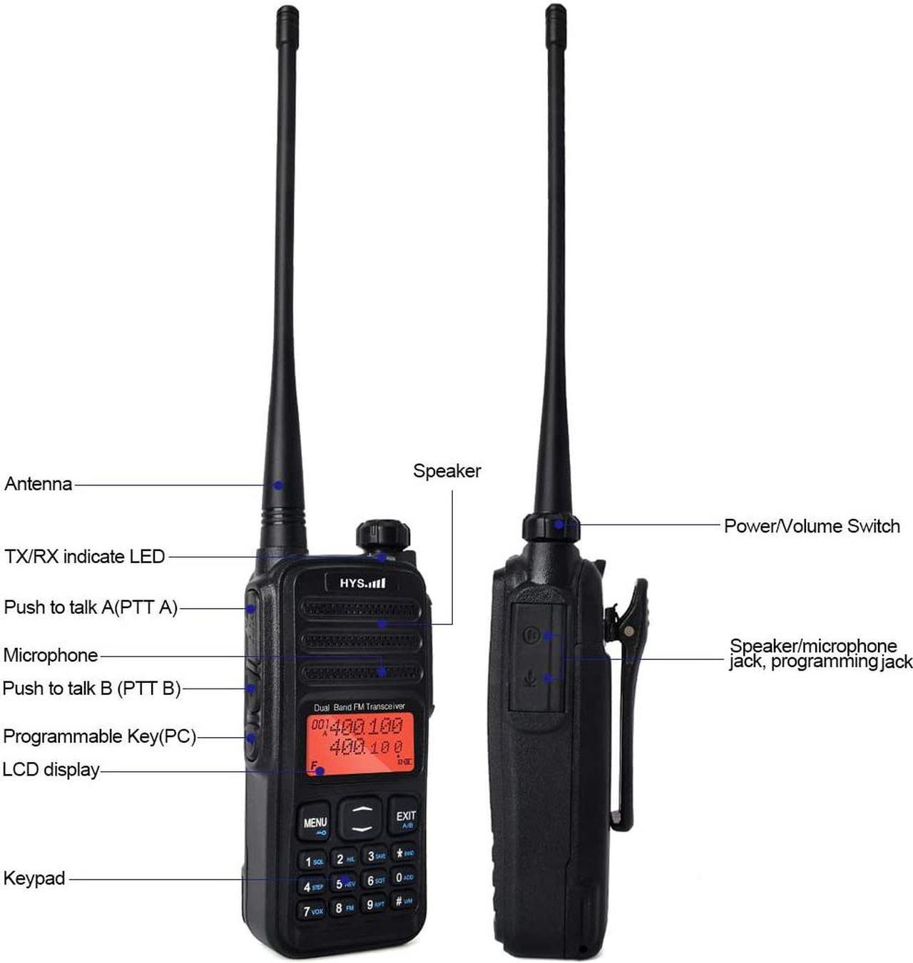 Alt view image 2 of 7 - HYS Handheld Portable Dual Band UHF VHF Walkie Talkie Dual PTT Key Dual Reception Two Way Radio 2800mAh Battery 1022 Channel DCS CTCSS