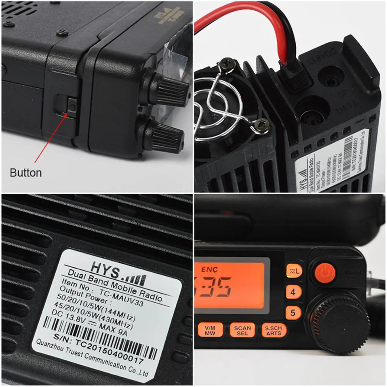 Alt view image 5 of 6 - HYS TC-MAUV33 Mobile Radio FM transceiver Dual-Band Amateur Ham Radio 50W/45W Remove panel VHF/UHF Transceiver