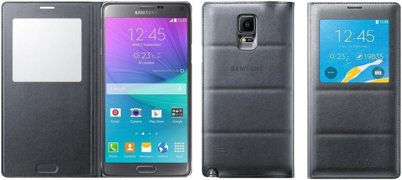 Alt view image 7 of 9 - SAMSUNG Charcoal Black Plain Galaxy Note 4 S-View Flip Cover EF-CN910BCESTA