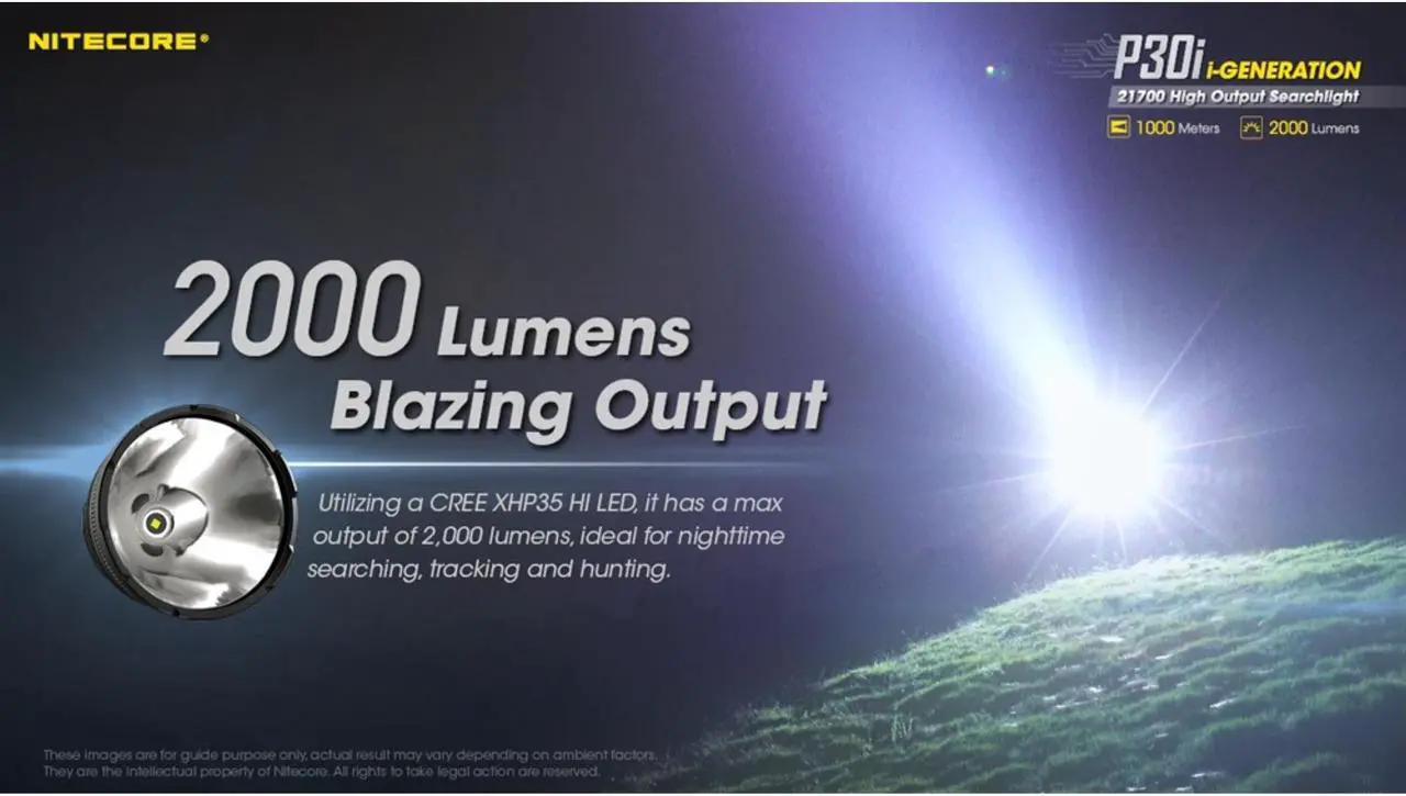 Alt view image 4 of 7 - Nitecore P30i 2000 Lumen 1093 Yard Long Throw Flashlight Hunting Kit