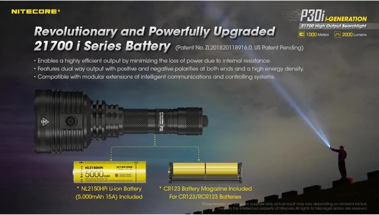 Alt view image 6 of 7 - Nitecore P30i 2000 Lumen 1093 Yard Long Throw Flashlight Hunting Kit