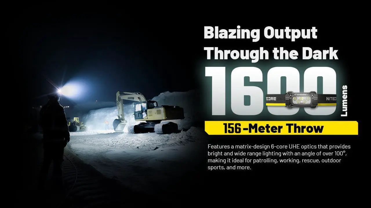 Alt view image 2 of 6 - Nitecore HC70 UHE 1600 Lumen Rechargeable Headlamp with Extra Long Runtime