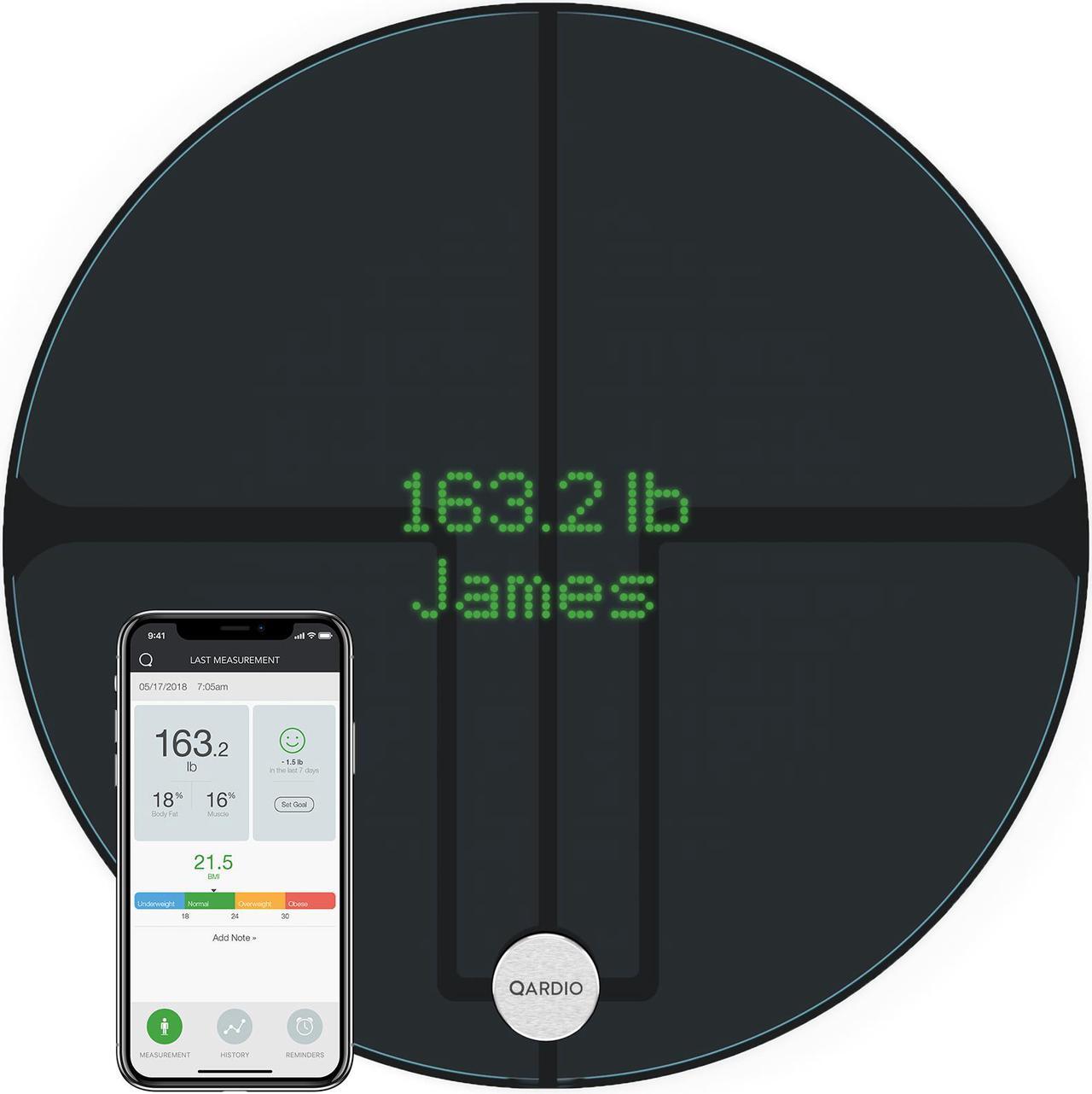 Main image of QardioBase 2 WiFi Smart Scale and Body Analyzer: monitor weight, BMI and body composition, easily store, track and share data. Free app for iOS, Android, Kindle. Works with Apple Health.