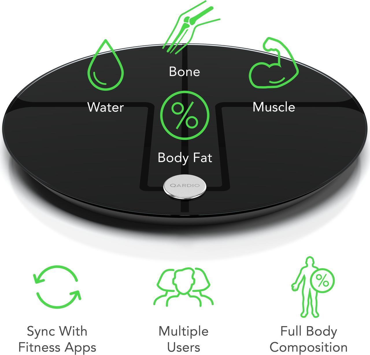 Alt view image 3 of 7 - QardioBase 2 WiFi Smart Scale and Body Analyzer: monitor weight, BMI and body composition, easily store, track and share data. Free app for iOS, Android, Kindle. Works with Apple Health.