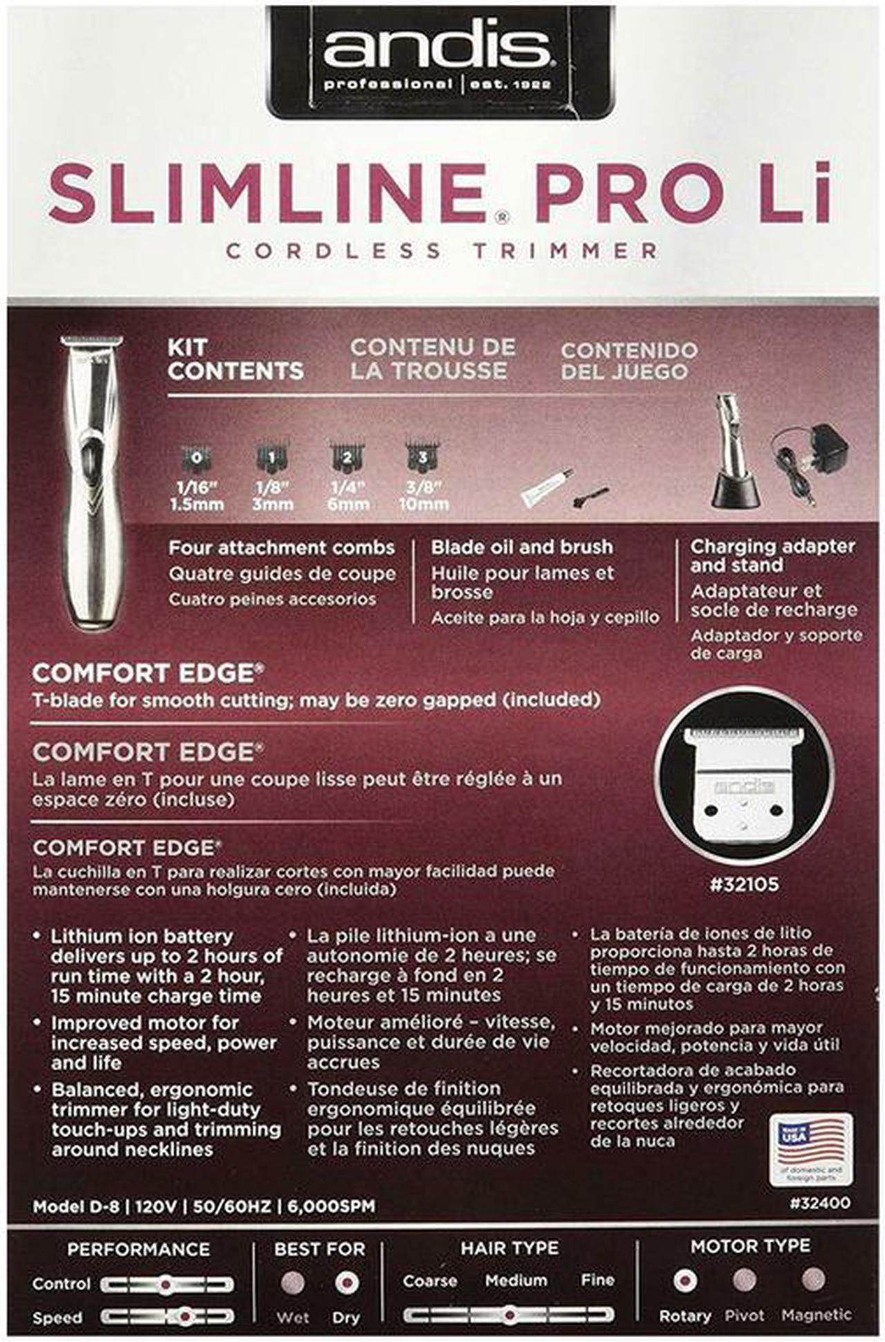 Alt view image 13 of 15 - Andis Slimline Pro Li T-Blade Trimmer #32400