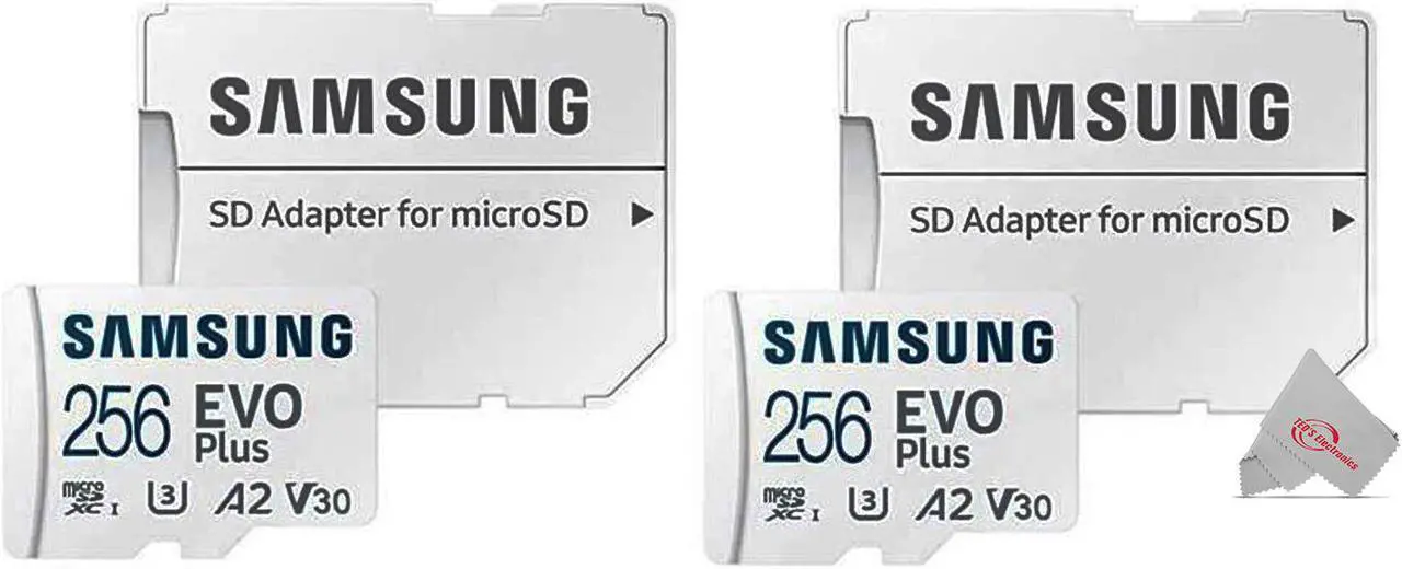 Main image of 2x Samsung EVO Plus MicroSD 256GB, 130MBs Memory Card with Adapter