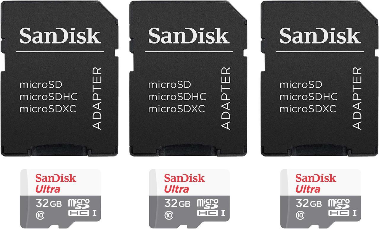 Main image of 3 Packs SanDisk 32GB Ultra UHS-I microSDHC Memory Card with SD Adapter