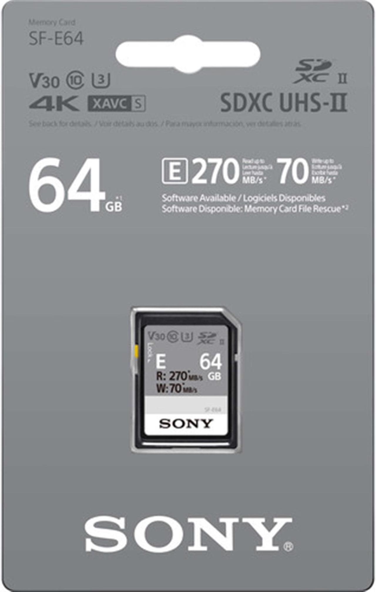 Alt view image 2 of 2 - Sony 64GB SF-E Series UHS-II SDXC Class 10 Memory Card