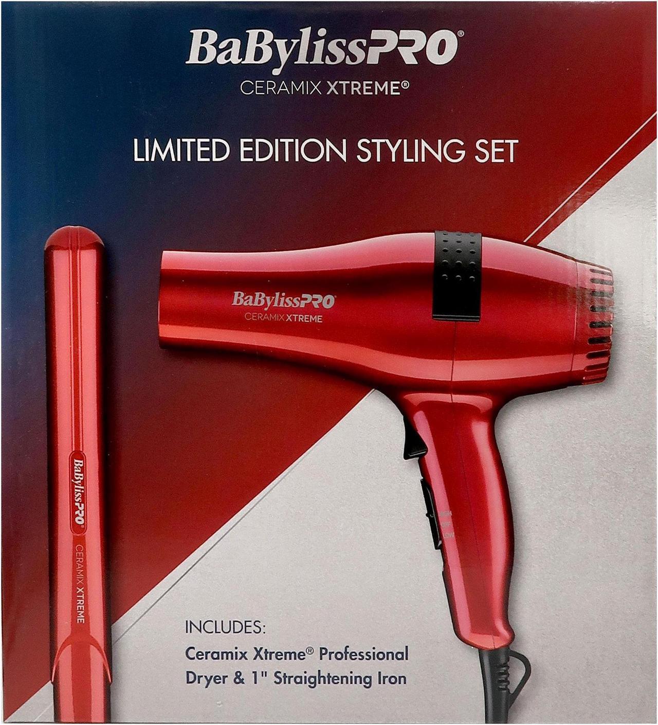 Alt view image 7 of 7 - BaByliss Pro Ceramic Xtreme Limeted Edition Styling Set, Dryer & 1" Straightening Iron Red #CEPP1N