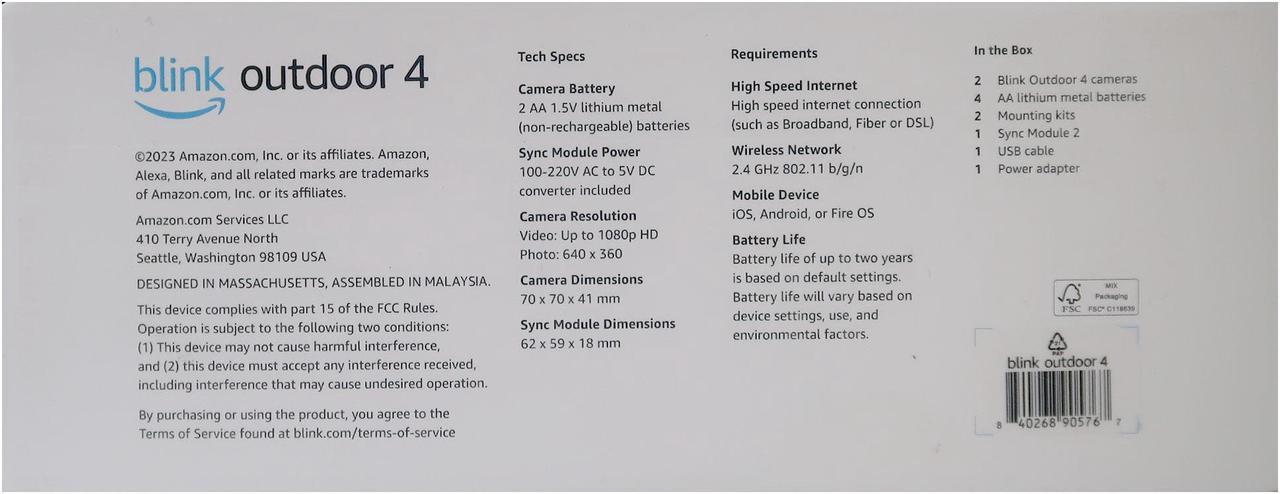 Alt view image 7 of 7 - Blink Outdoor 4 (4th Gen) Wireless 2 Camera System (Black)
