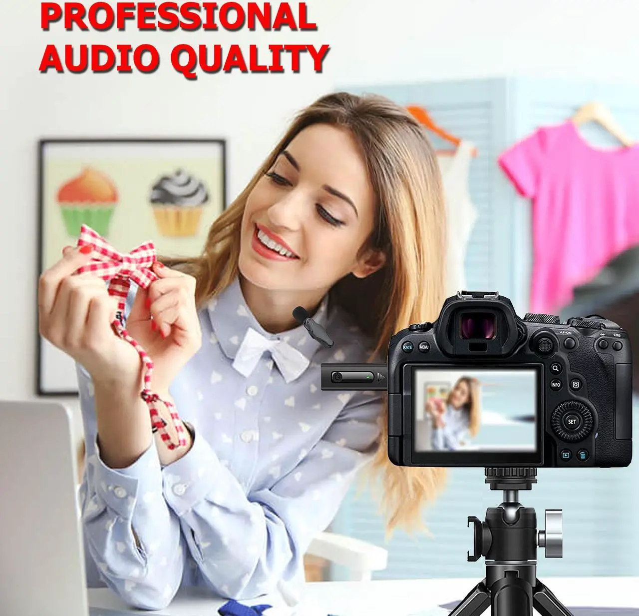 Alt view image 4 of 7 - 2-Person Wireless Lavelier Microphone Set 60 ft Range 2.4GHz Crystal Clear Audio + Powerfull LED Video Light on Triopod Best Bundle for Vloggers YouTubers and For Professional Zoom Google Skype Meetin
