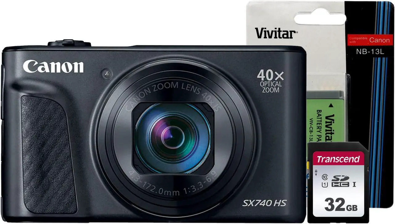 Main image of Canon PowerShot SX740 Wi-Fi Digital Camera Black with Replacement Battery and 32GB Memory Card