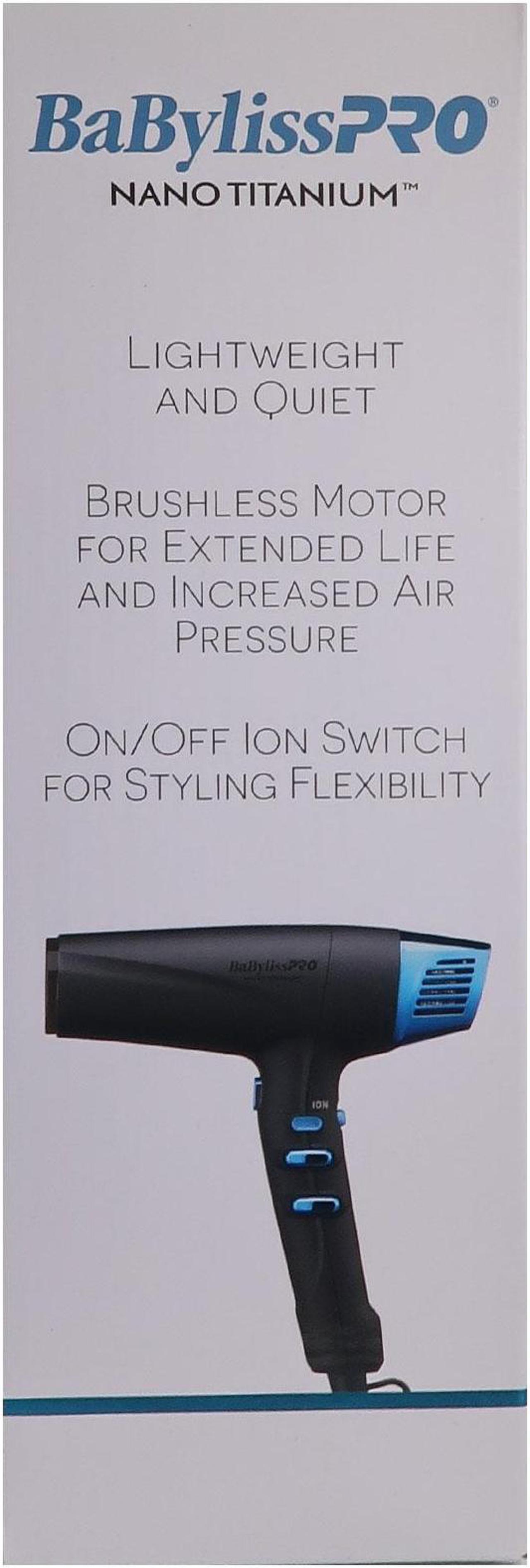 Alt view image 7 of 7 - BaByliss Pro Limited-Edition Nano Titanium Professional High-Speed Dual Ionic Dryer Black & Blue #BNTMB9100