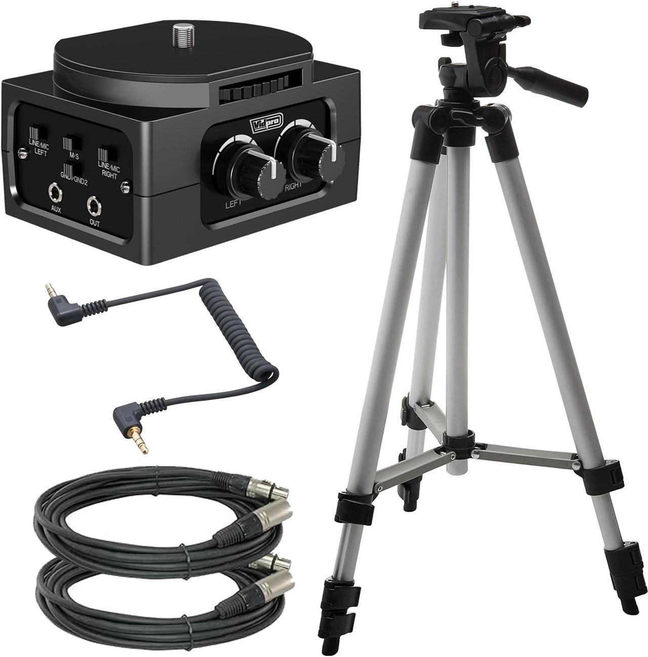 Main image of Vidpro XM-AD2 Dual Channel XLR to Mini Audio Adapter for Cameras and Camcorders with 2 XLR Cables + Stereo Mini Cable for Camera and Tripod