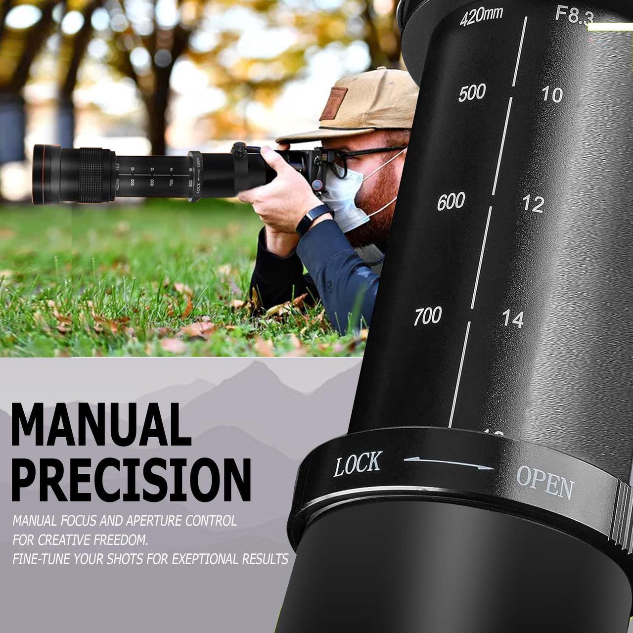 Alt view image 3 of 7 - Vivitar 420-1600mm f/8.3 HD Manual Super Telephoto Zoom Lens for Canon EOS M50 M50 II M100 M200 M6 M6 II M7 M7II