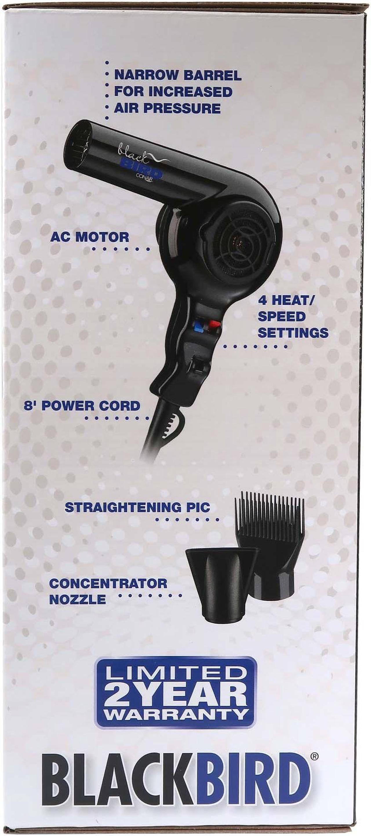 Alt view image 5 of 6 - Conair Pro Black Bird Hair Dryer 2000 Watt BB075W with ConairPro Ceramic Tools Medium Round Brush 2" (CPBCTR2)