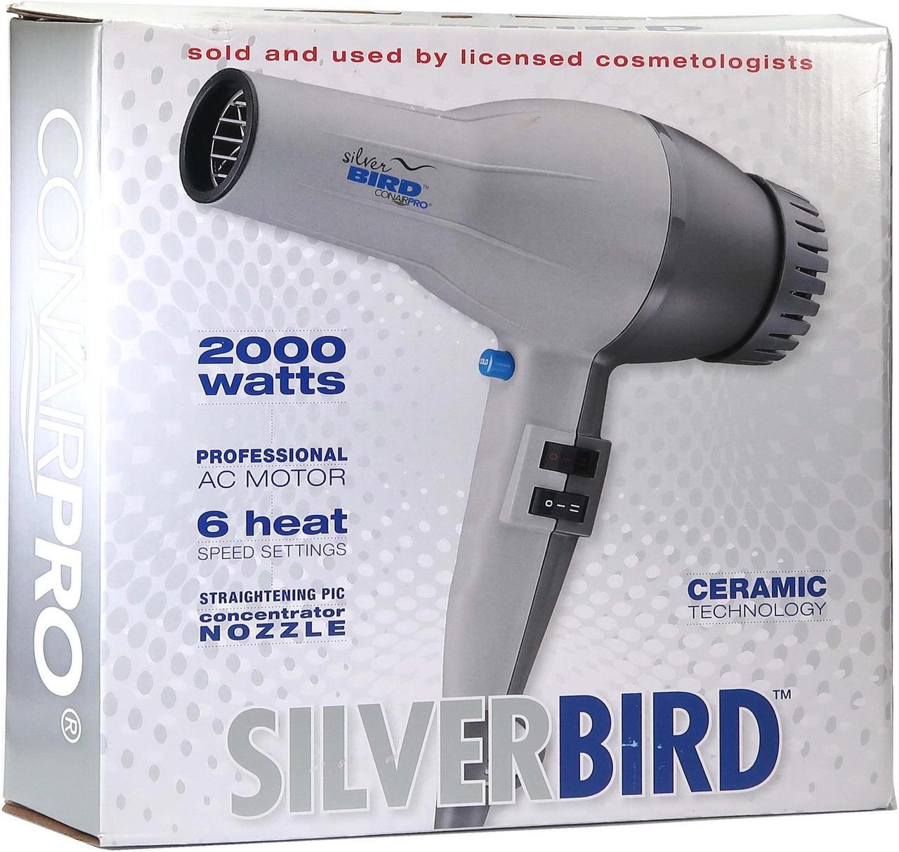 Alt view image 5 of 7 - Conair Pro SilverBird Blow Dryer with Straightening Pic and Concentrator Nozzle + Conair Pro Ceramic Tools Round Brush 2"