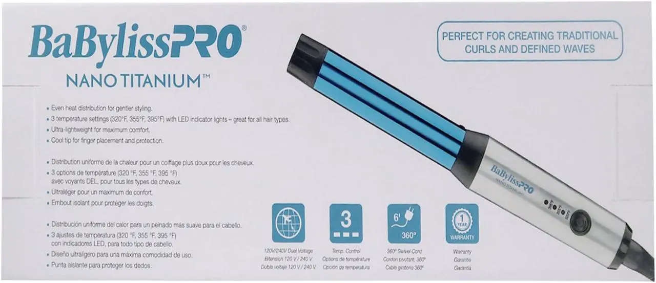Alt view image 7 of 7 - Babyliss Pro Nano Titanium 1" Compact Full Power Curling Wand BNTMWUC with Conair Pro Ergo-Grip Vented Brush