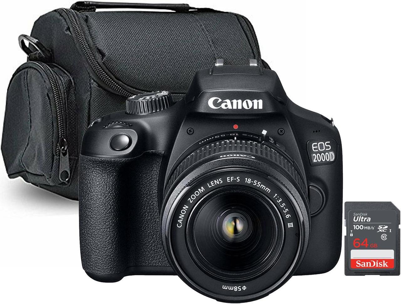 Main image of Canon EOS 2000D / Rebel T7 24.1MP CMOS 1080p DSLR Camera with EF-S 18-55mm f/1:3.5-5.6 Lens and SanDisk 64GB SDXC Card + Camera Case