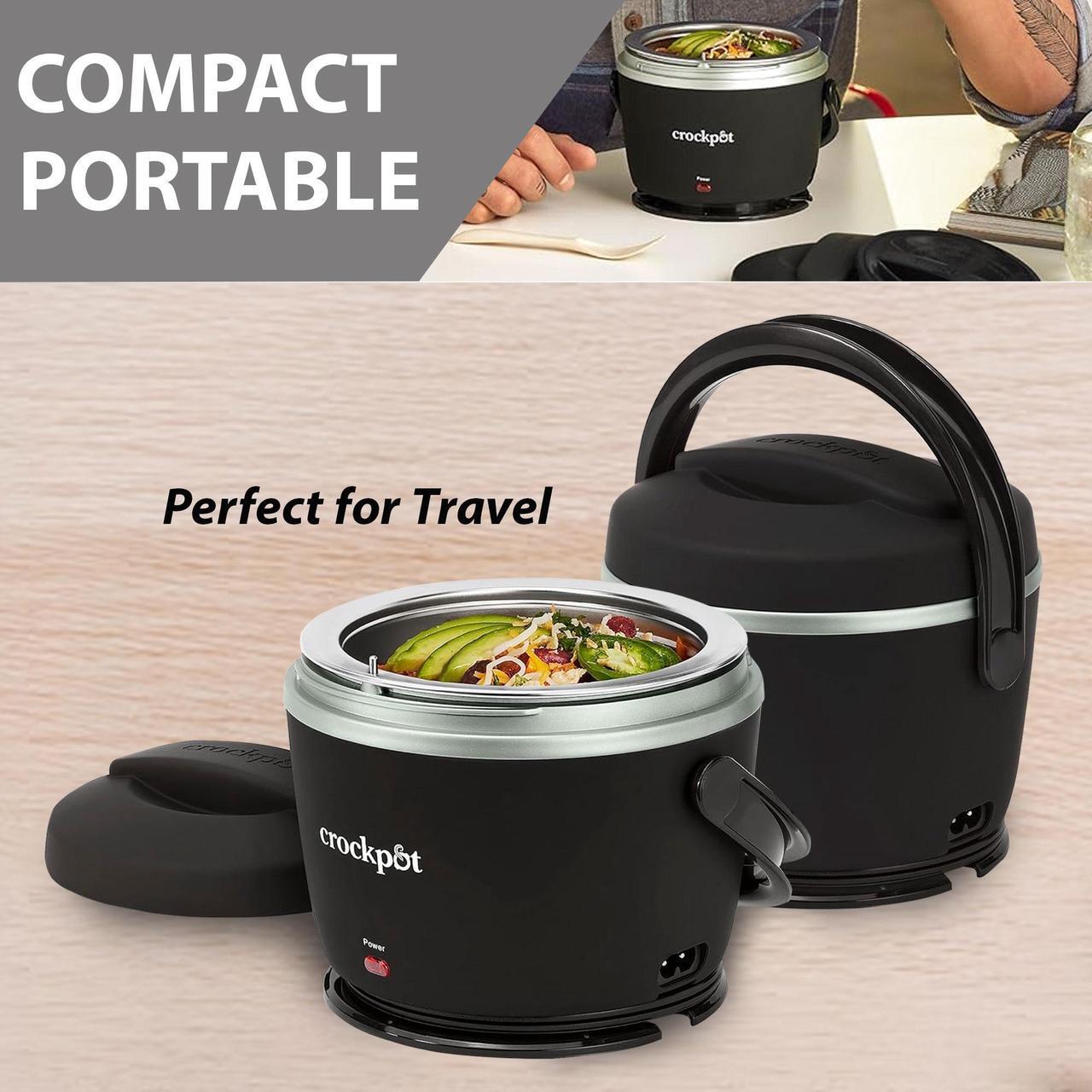 Alt view image 4 of 7 - Crock-Pot Electric Lunch Box, Portable Food Warmer for On-the-Go, 20-Oz (591 mL), Black Licorice + 2x Cutlery Set + Easy & Delicious Crock-Pot Recipes