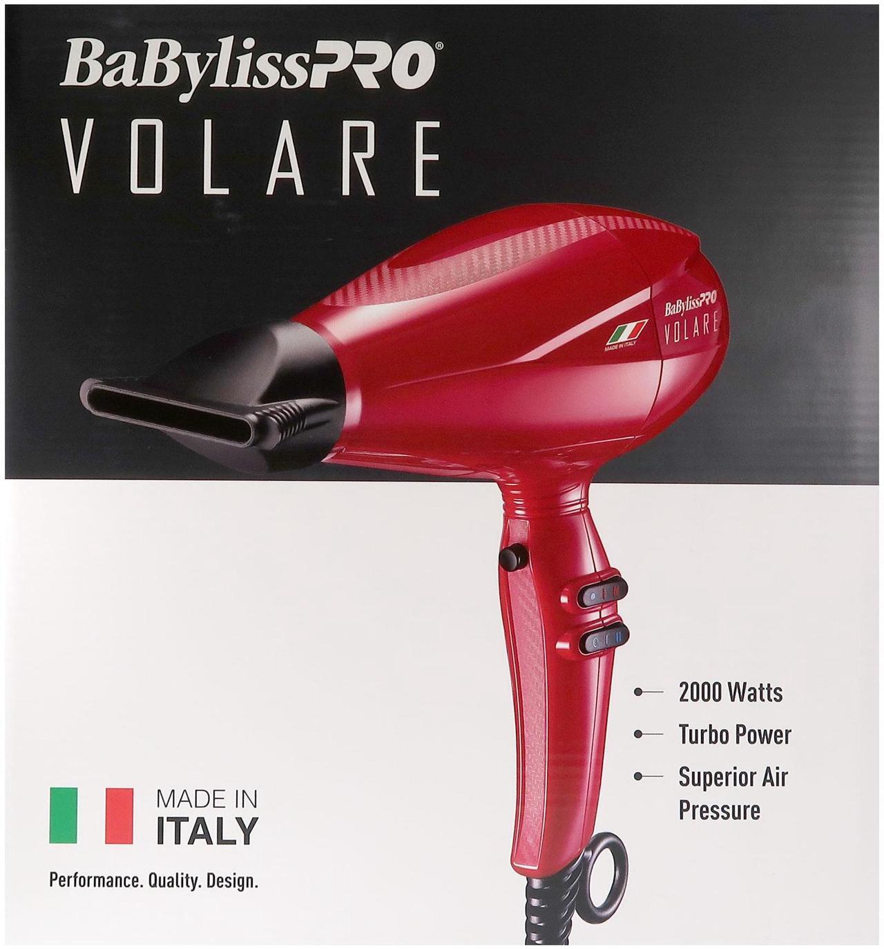 Alt view image 5 of 7 - BaByliss Pro Volare Nano Titanium Italian Performance Hair Dryer 2000-Watt Blow Dryer (Red) #BRVOL1 with Barber Apron and Wahl Flat Top Comb White