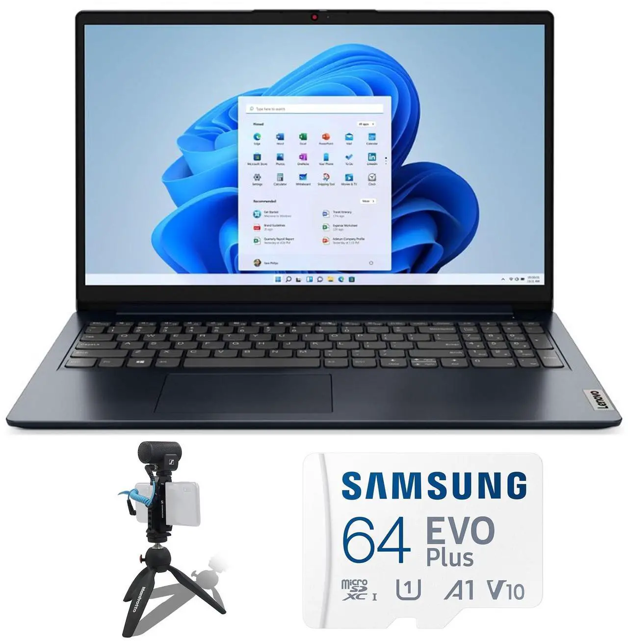 Main image of Lenovo IdeaPad 1 15.6" FHD Touchscreen Laptop - Intel Core i5 - 8GB Memory with 512GB SSD Storage (Abyss Blue) + Sennheiser MKE 200 Mobile Kit