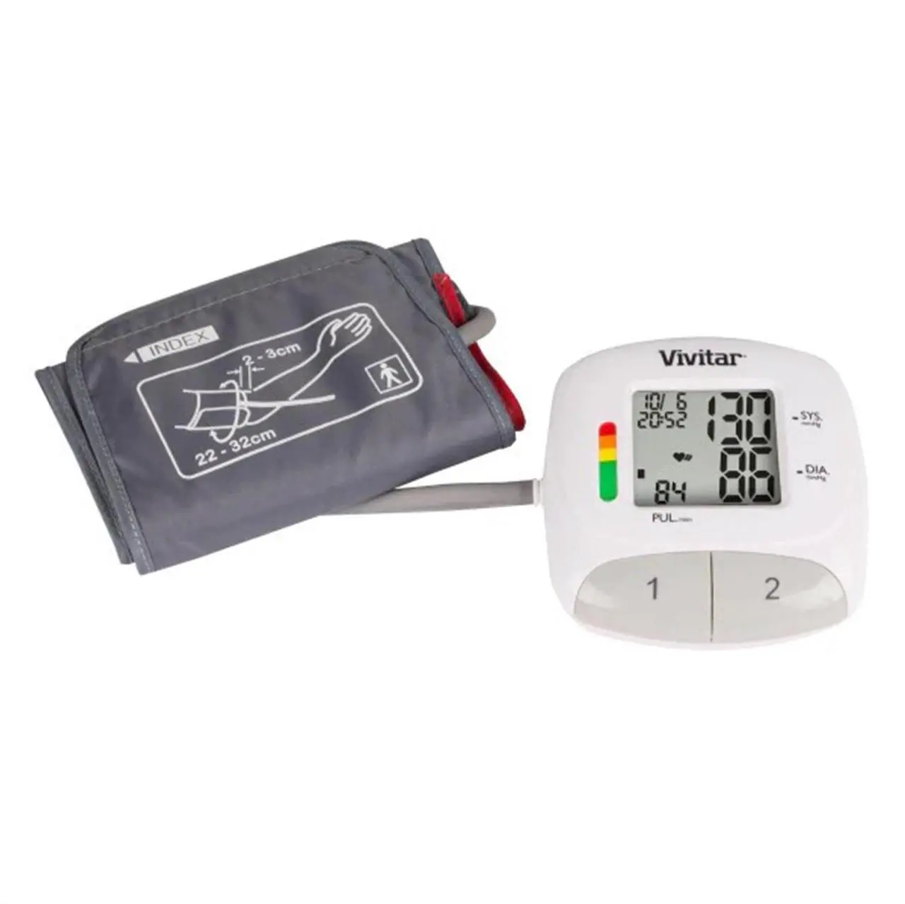 Alt view image 3 of 7 - Vivitar Blood Pressure Monitor - Automatic Digital Upper Arm Blood Pressure, Heart Rate PB Machine with Adjustable Cuff, Memory Function - 5 Units