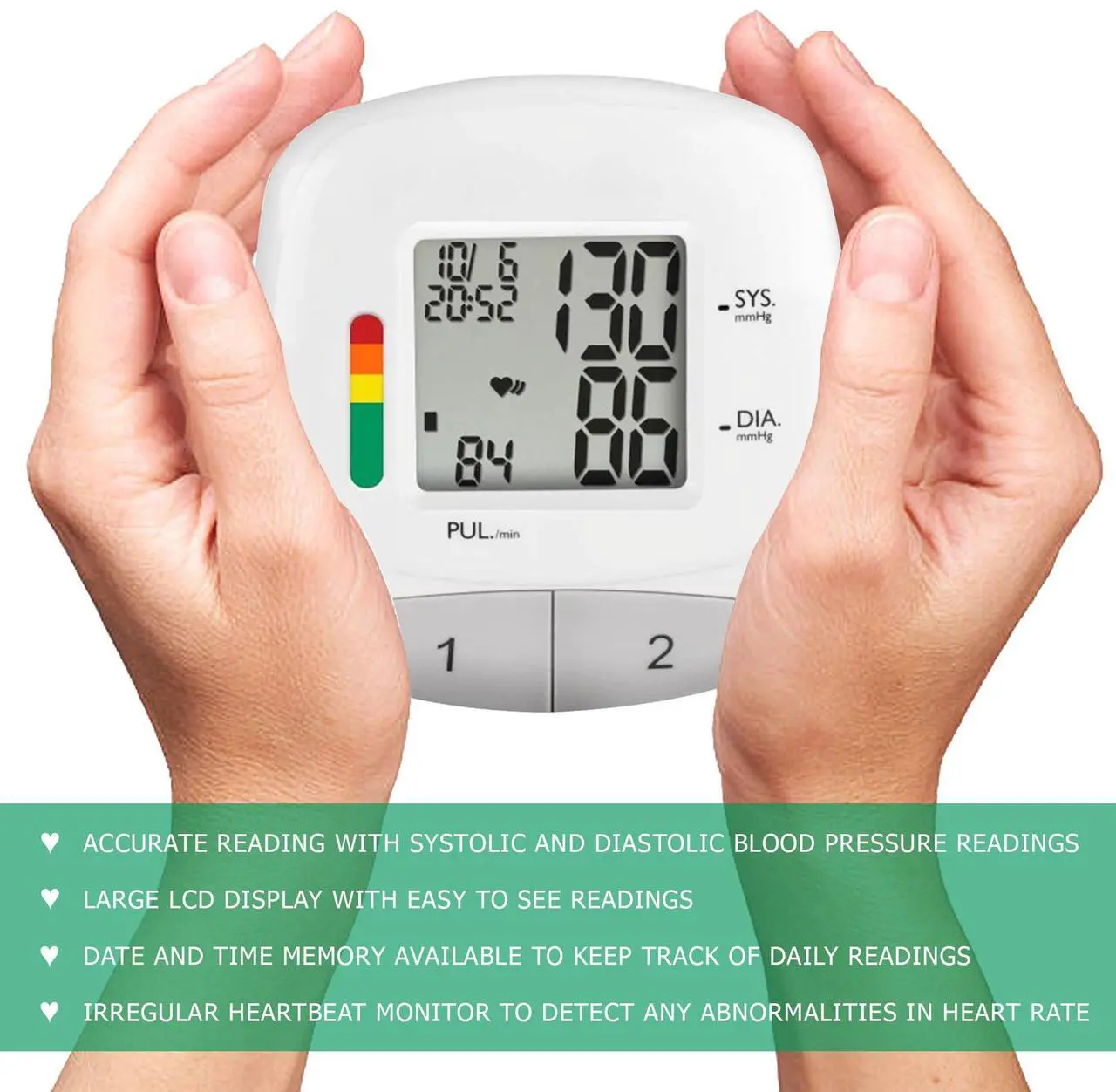 Alt view image 6 of 7 - Vivitar Blood Pressure Monitor - Automatic Digital Upper Arm Blood Pressure, Heart Rate PB Machine with Adjustable Cuff, Memory Function - 5 Units