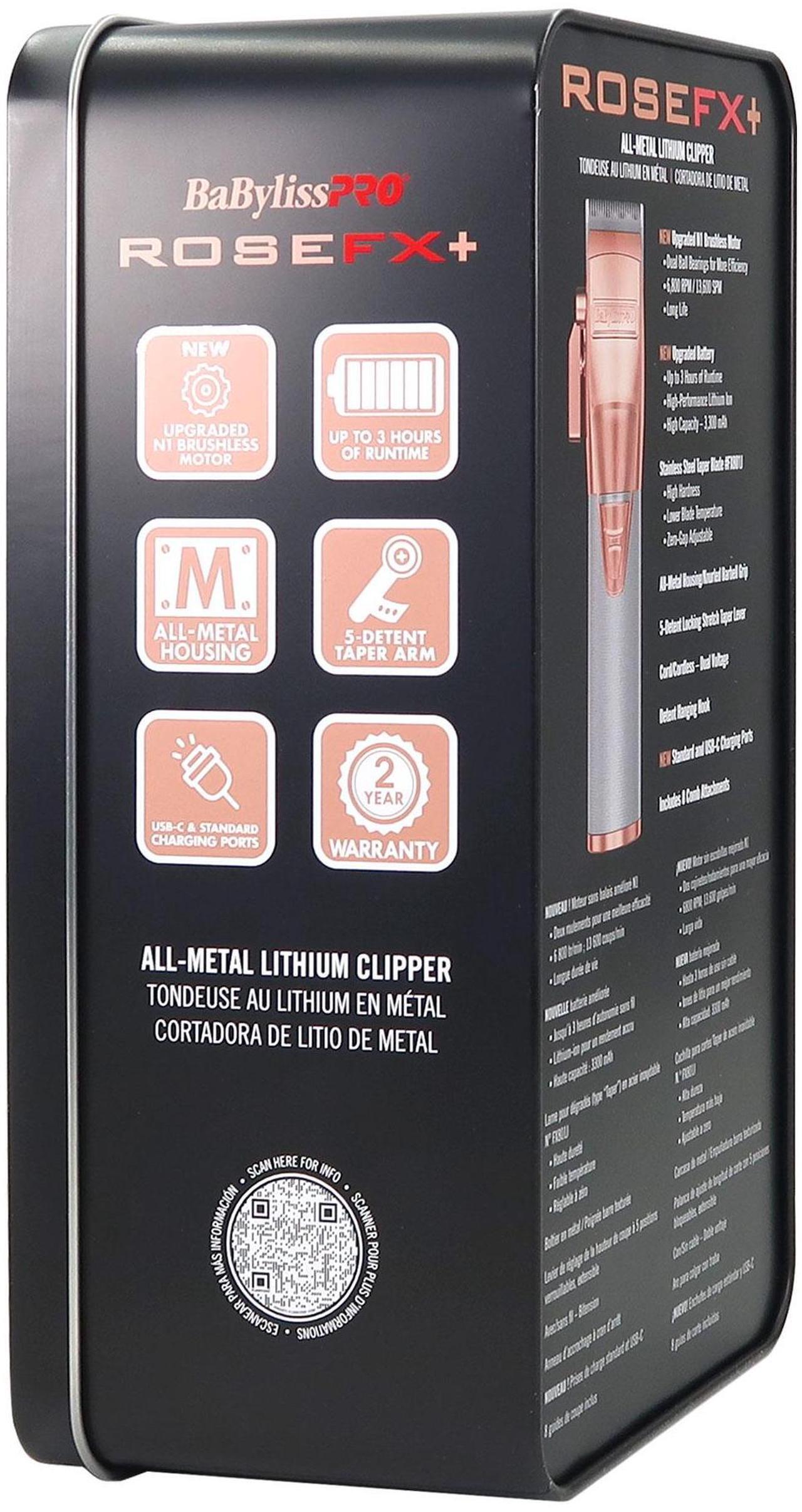Alt view image 4 of 6 - BaByliss Pro ROSEFX+ All-Metal Lithium Clipper #FX870NRG
