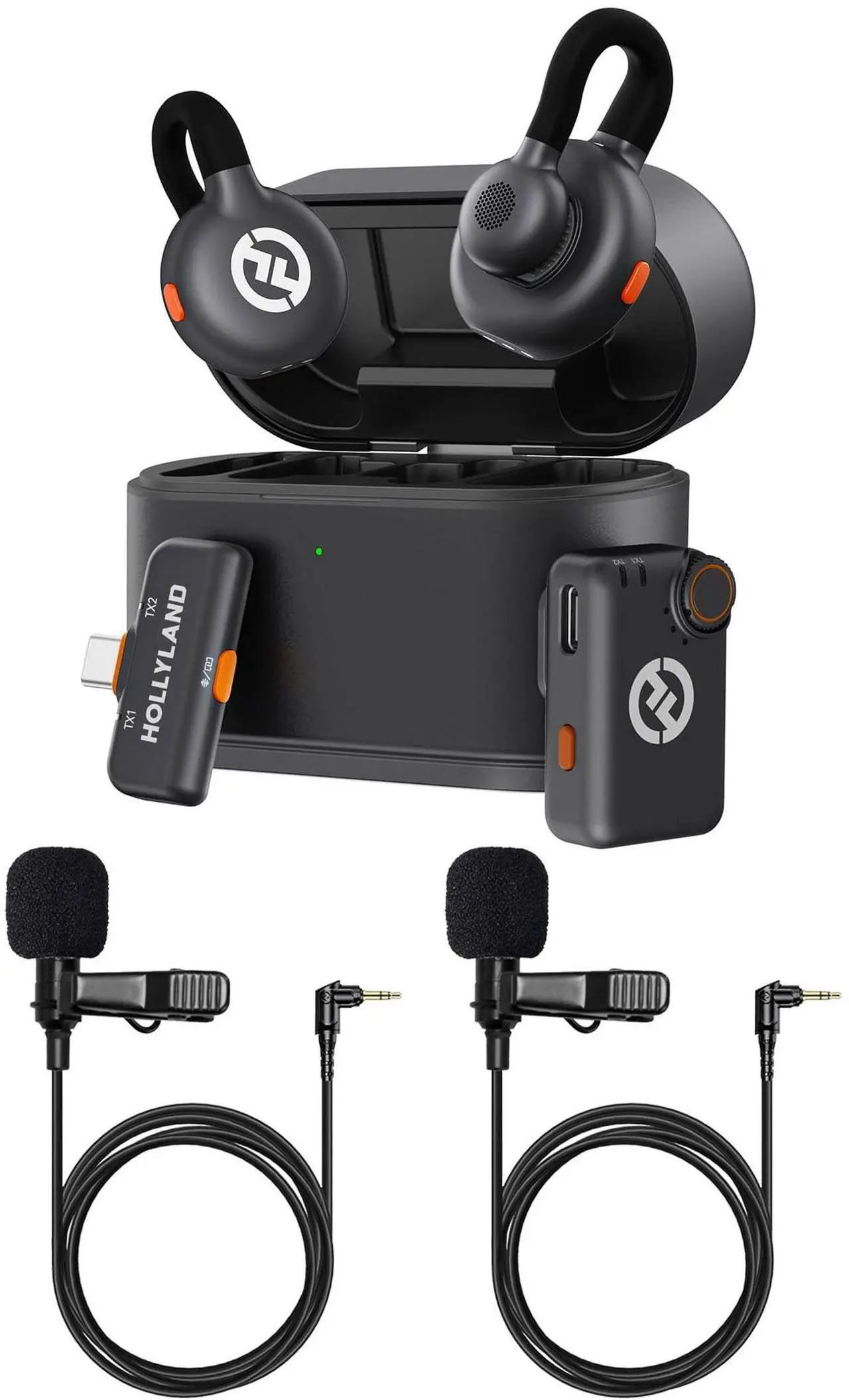 Main image of Hollyland LARK M2S Mini Combo 2-Person Wireless Microphone System - Universal Compatibility + 2x Lavalier Microphone