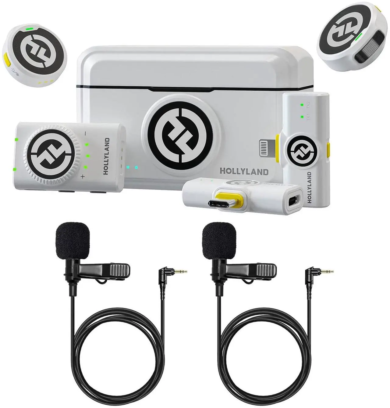 Main image of Hollyland LARK M2 DUO 2-Person Wireless Combo Microphone System (2.4 GHz, Ivory White) + 2x Lavalier Microphone