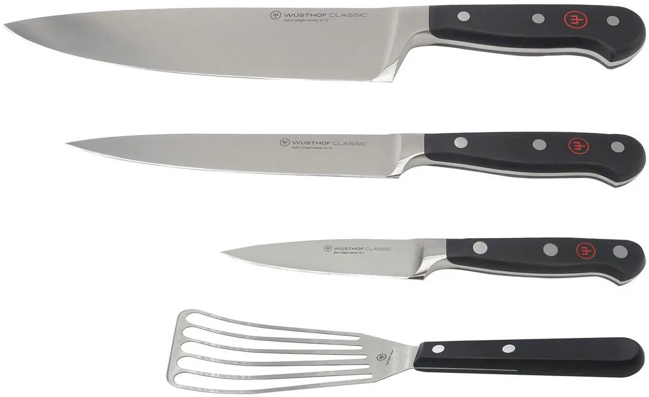 Main image of Wusthof Classic 3-Piece Chef's Knife Set #1120160301 with Wusthof Gourmet 6½ Slotted Fish Spatula #9035092117