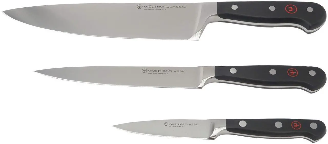 Alt view image 7 of 7 - Wusthof Classic 3-Piece Chef's Knife Set #1120160301 with Wusthof Gourmet 6½ Slotted Fish Spatula #9035092117