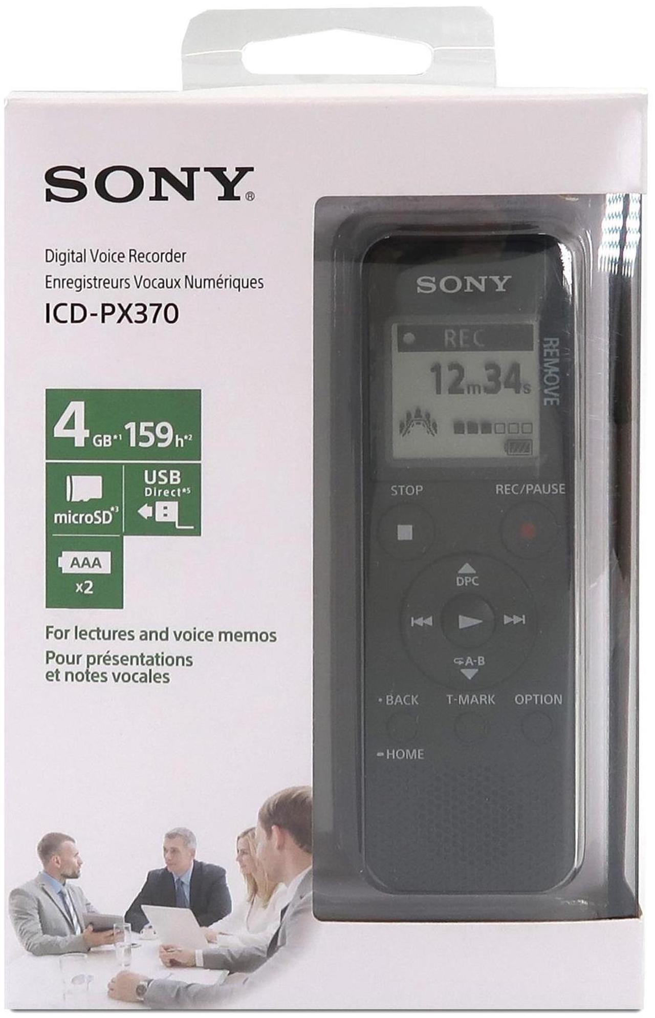 Alt view image 2 of 7 - Sony ICD-PX370 Digital Voice Recorder with JBL T110 in Ear Headphones and SanDisk Ultra 64GB microSDXC Memory Card w/ SD Adapter