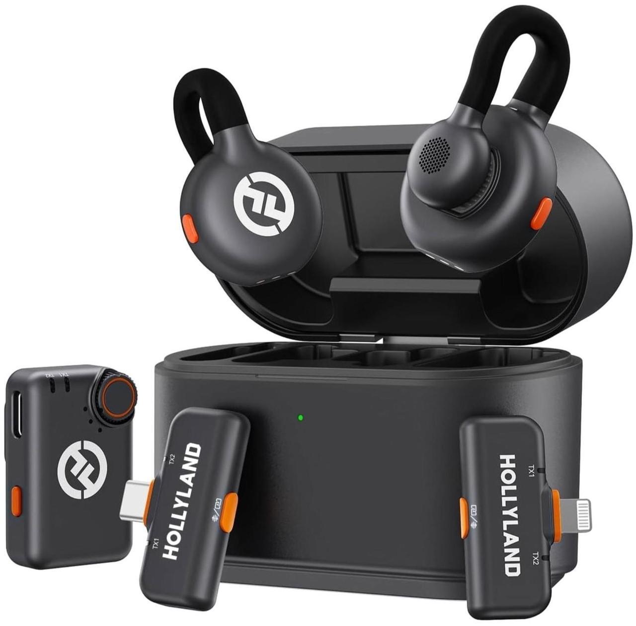 Alt view image 2 of 7 - Hollyland Lark M2S Ultimate Wireless Lavalier Microphone Combo - iPhone/Camera/Android/PC - Noise Cancel + Accessories