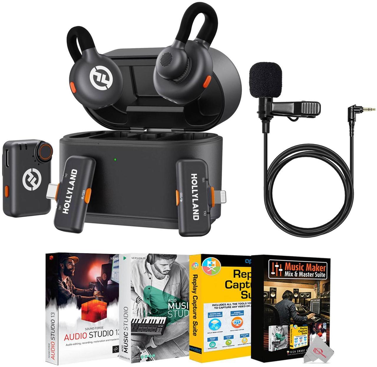 Main image of Hollyland Lark M2S Ultimate Wireless Lavalier Microphone Combo - iPhone/Camera/Android/PC - Noise Cancel + Accessories
