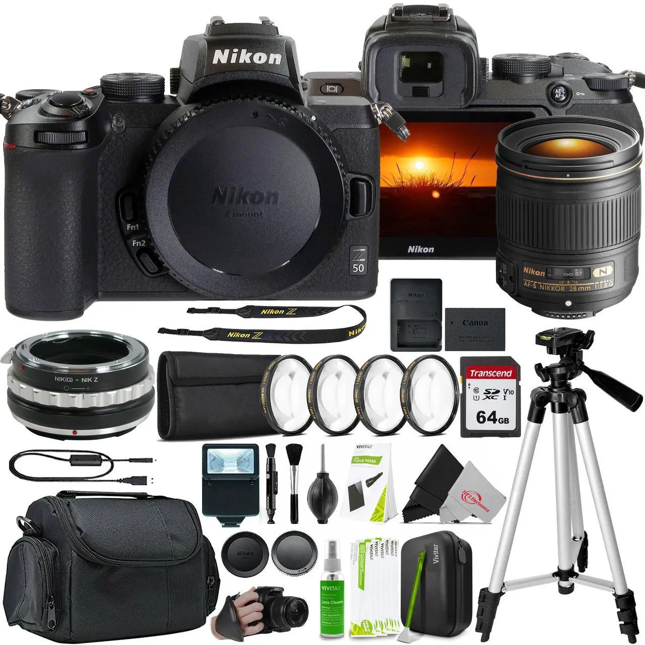 Main image of Nikon Z50 Mirrorless Digital Camera with AF-S NIKKOR 28mm f/1.8G Lens and F to Z Adapter Enhanced Macro Kit