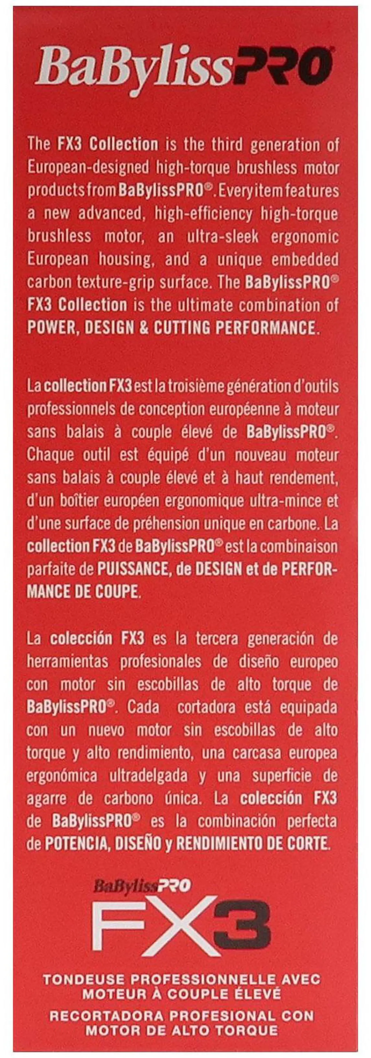 Alt view image 6 of 7 - BaByliss Pro FX3 High Torque Cordless Clipper FXX3CB with FX3 Professional High Torque Trimmer FXX3TB