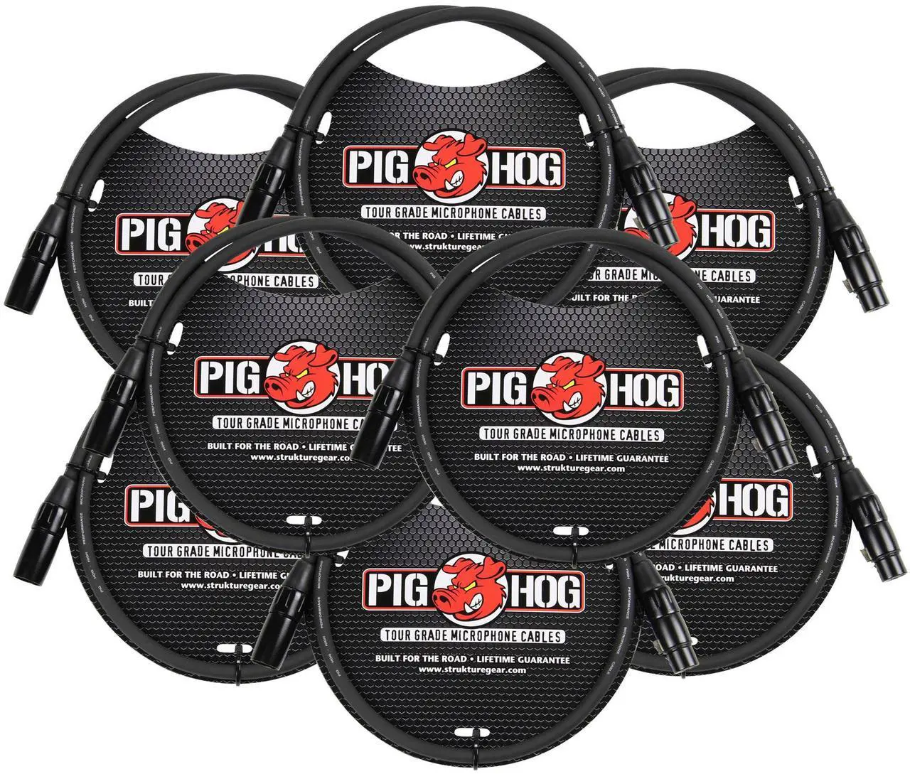 Main image of Pig Hog 8mm XLR Microphone Cable Male to Female 3 Ft Fully Balanced Premium Mic Cable - 8 Pack