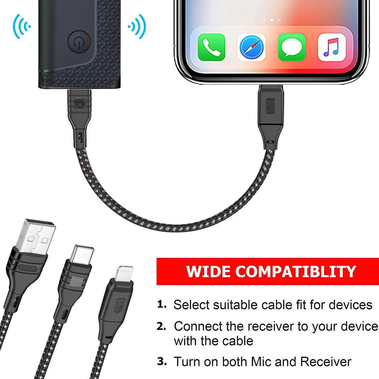 Alt view image 7 of 7 - Vidpro Dual Wireless Lavelier Microphone Set 60 ft Range 2.4GHz Crystal Clear Audio for Smartphones with Phone Stand for Podcasting